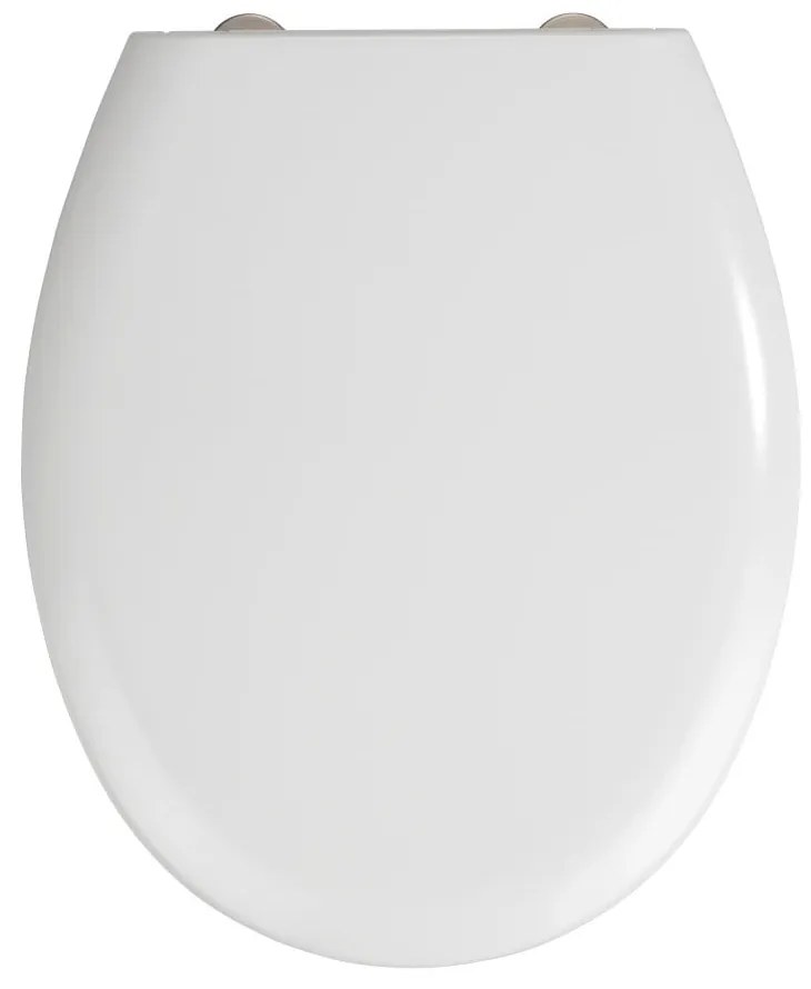 Biele WC sedadlo s jednoduchým zatváraním Wenko Rieti, 44,5 x 37 cm