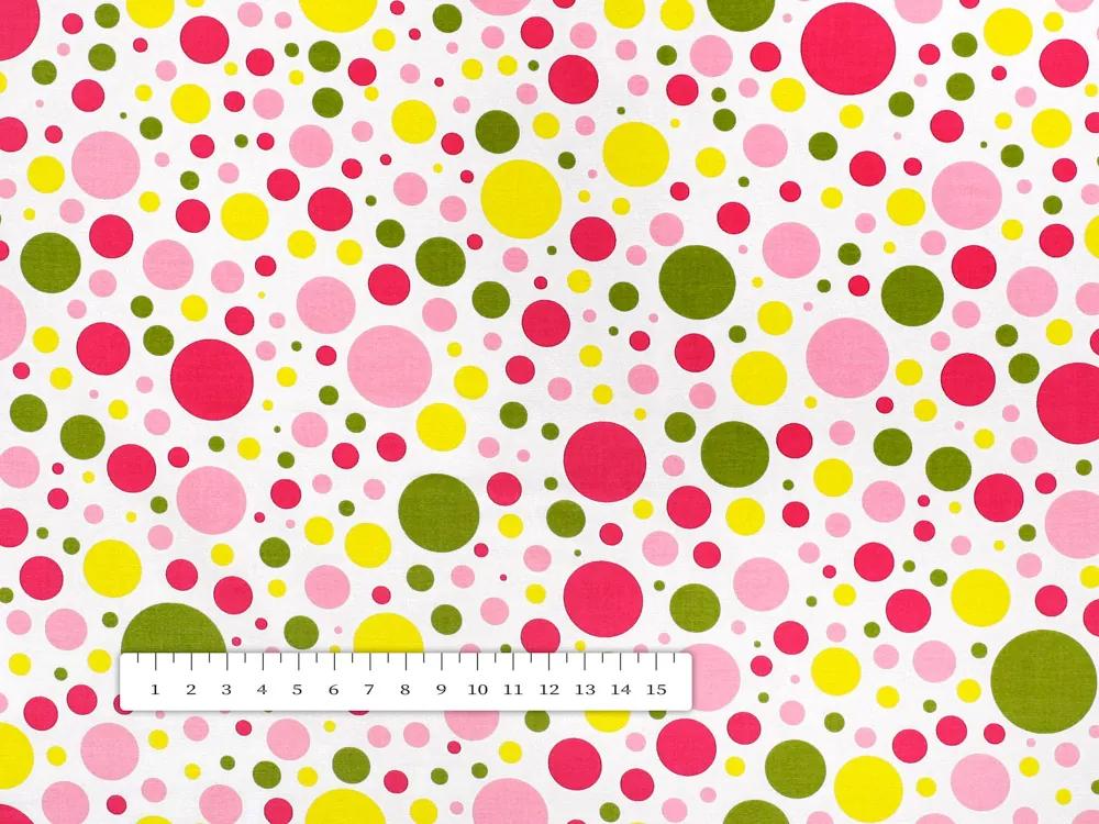 Biante Bavlnený štvorcový obrus Sandra SA-209 Ružové a žlté bodky na bielom 50x50 cm