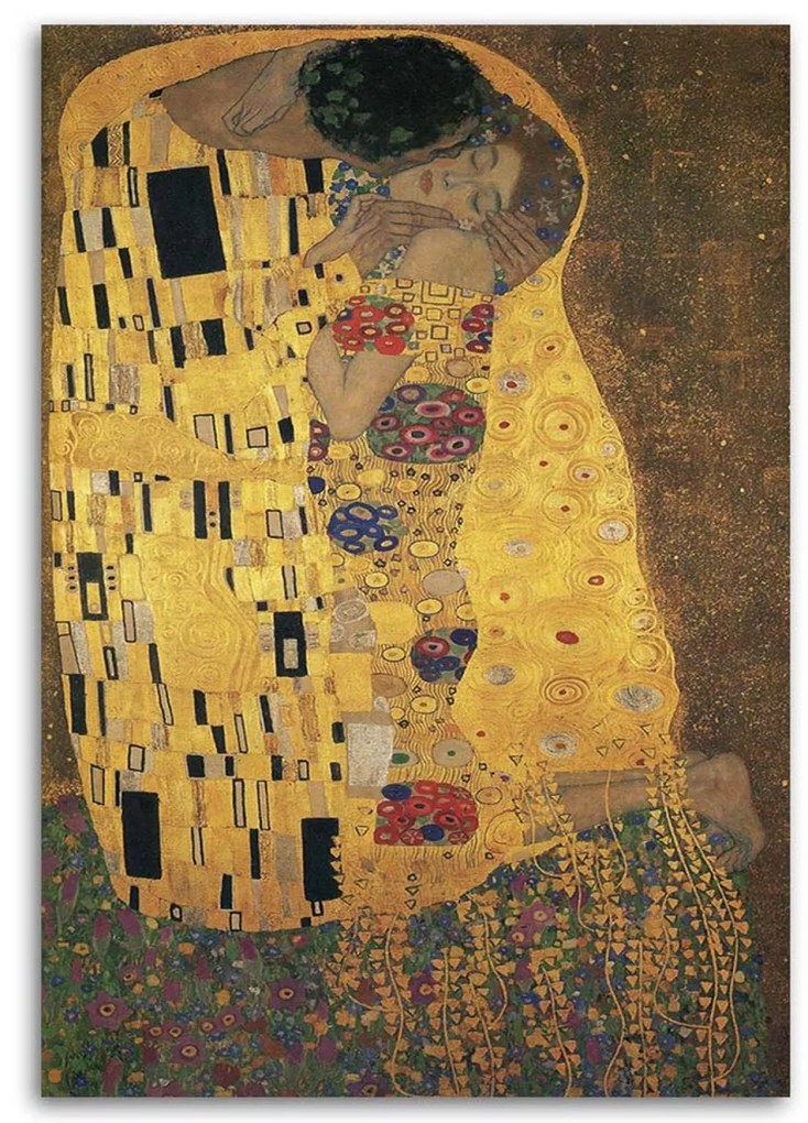 Obraz na plátně REPRODUKCE Gustav Klimt - Polibek - 80x120 cm