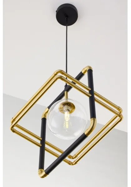 Jupiter 2028 - Luster na lanku FIORI 1xG9/10W/230V čierna/zlatá/číra