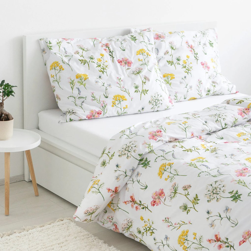 Goldea bavlnené posteľné obliečky - kvitnúca lúka 220 x 200 a 2ks 70 x 90 cm