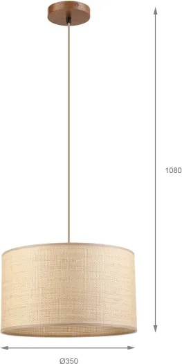 Luster na lanku AIDA 1xE27/15W/230V priemer 35 cm dub/rafia