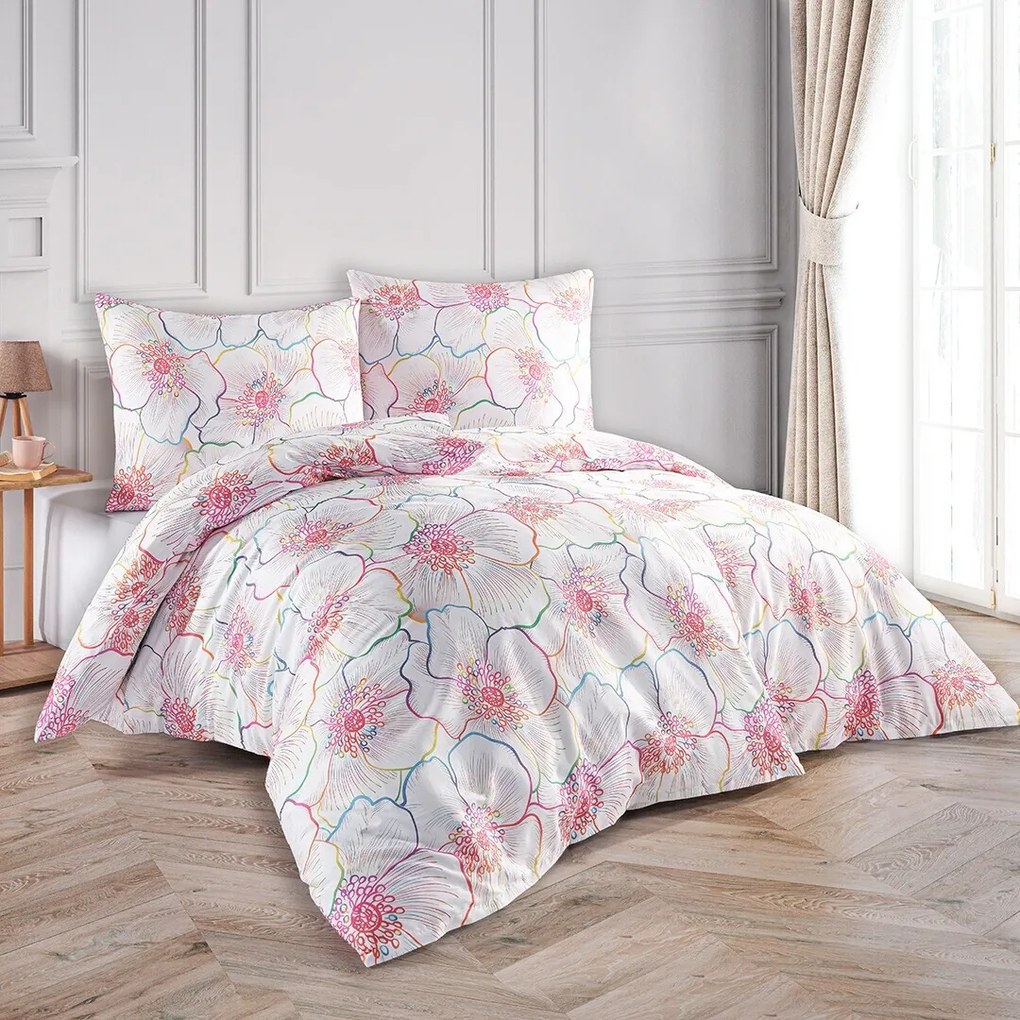 BedTex Saténové obliečky Bloom, 140 x 200 cm, 70 x 90 cm, 140 x 200 cm, 70 x 90 cm