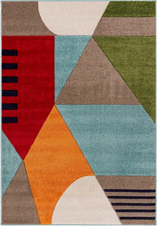 TA Viacfarebný geometrický abstraktný Koberec A101A BERBER/L.BLUE ATLANTA FMM Rozmer: 200x300 cm