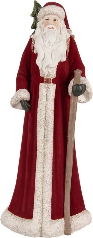 Červená dekorácia Santa v kožuchu a noší - 16*15*37 cm