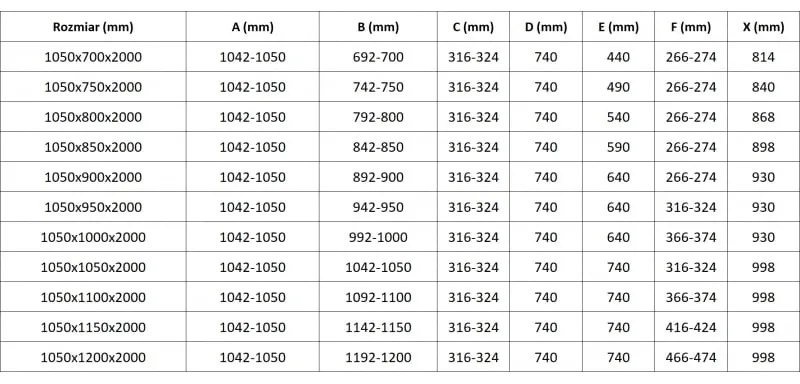 Mexen Lunar, L Duo výklopný sprchový kút 105 x 100 cm, 8mm číre sklo, oceľový profil, 834L-105L-100P-97-00