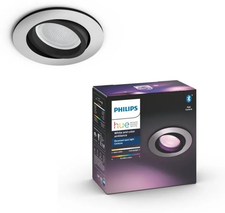 PHILIPS HUE Zápustné bodové LED inteligentné osvetlenie HUE CENTÚRA s funkciou RGB, 1xGU10, 5,7W, teplá biela-st