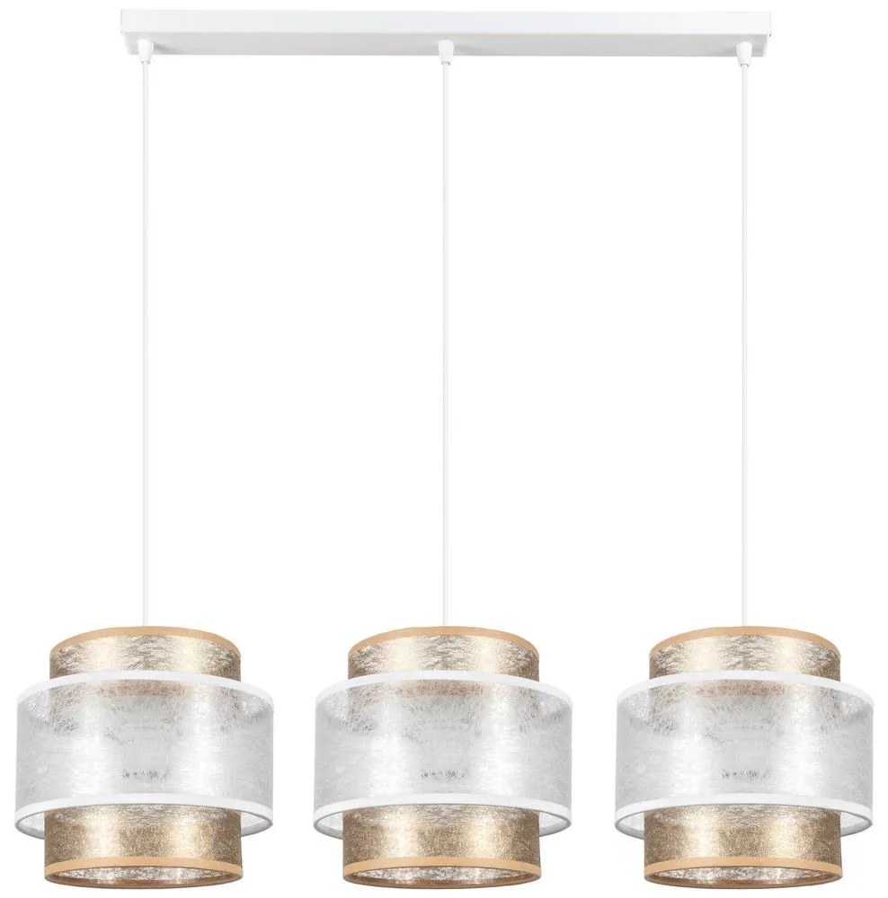 Luster na lanku GABI 3xE27/60W/230V zlatá/biela