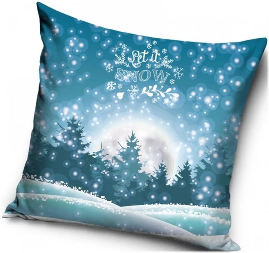 Dekoračný vankúš s motívom Zimná krajina - Let It Snow - 40 x 40 cm