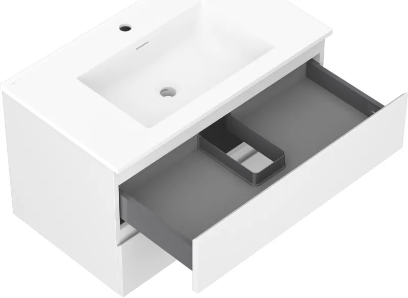 Mexen Orio, kúpeľňová skrinka 80 cm s umývadlom Otis, 2 zásuvky, biela matná, 91A10-08047-2-BFF01-W18M01