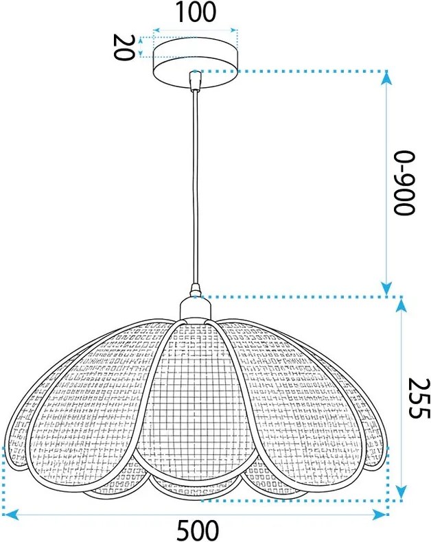 Toolight Toolight, APP1954-1CP, závesné svietidlo s ratanovým tienidlom, Ø 50 cm, 1× E27, hnedá, OSW-63011