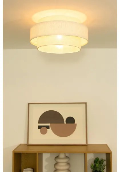 Stropné svietidlo BOHO 1×E27/60W/230V, priemer 40 cm, krémové/juta