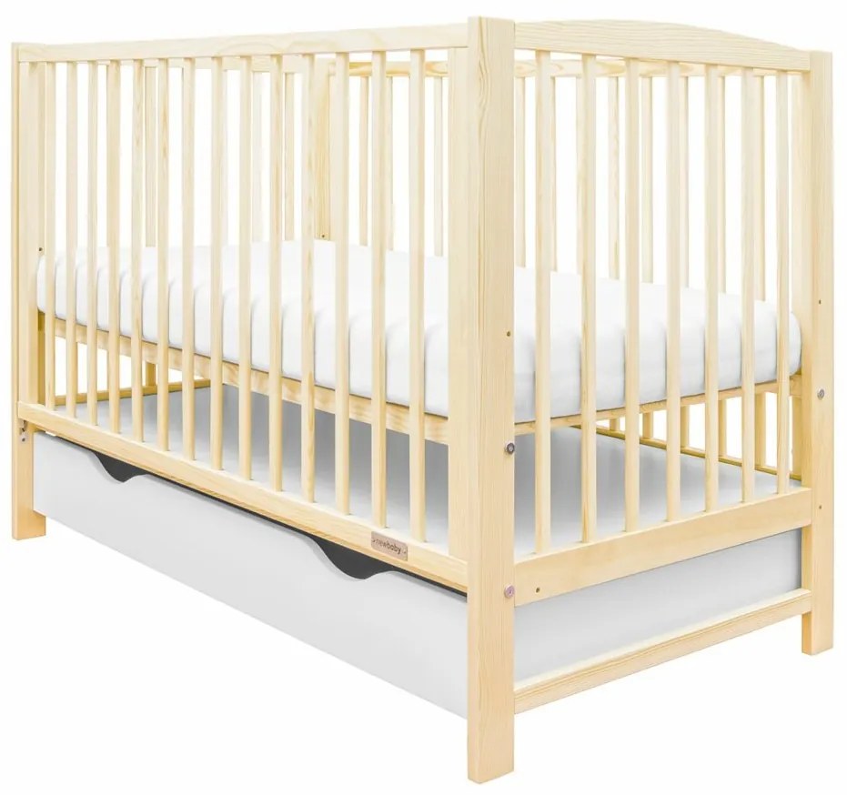 New Baby Detská postieľka Lilly so sťahovacou bočnicou a zásuvkou, prírodná