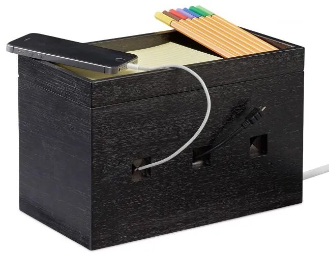 Bambusová skrinka na káble RD4672, čierna