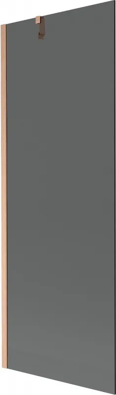 Mexen Next, 1-krídlová vaňová zástena 70 x 150 cm, 6mm šedé sklo, medená matná, 895-070-000-00-40-65