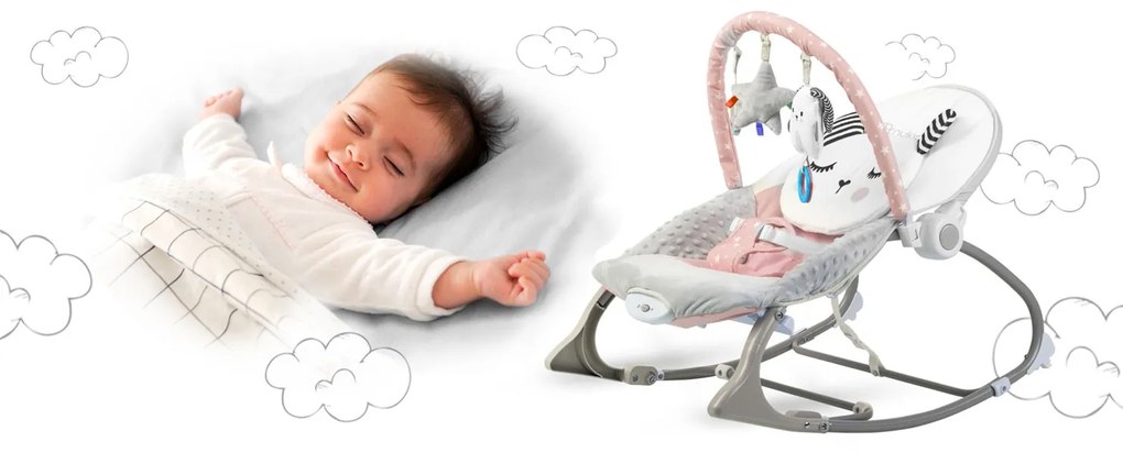 Hojdacie lehátko Nukido s vibráciou – ružové