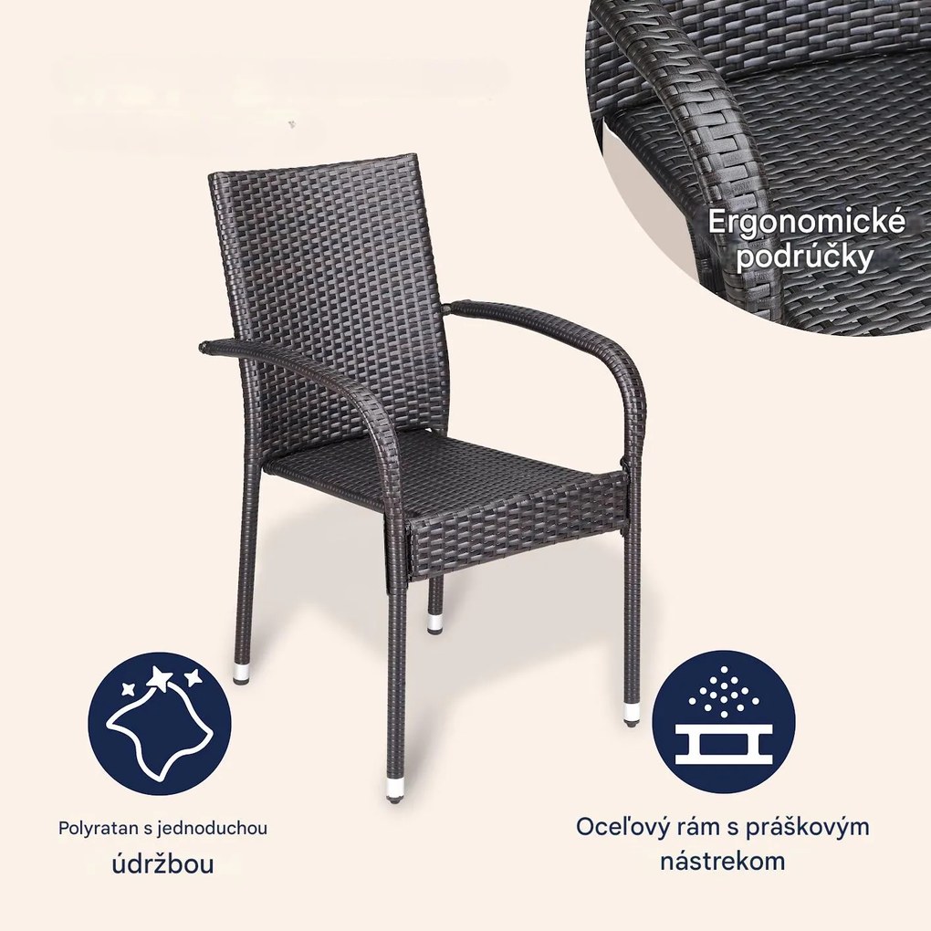 InternetovaZahrada Ratanové stoličky Comfort 4 ks - hnedá