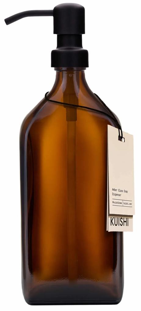 KUISHI Sklenený obdĺžnikový zásobník na mydlo Amber 500 ml
