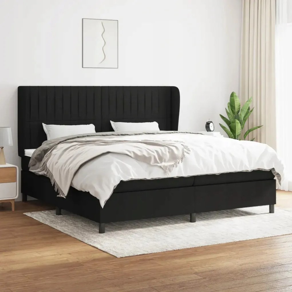 vidaXL Boxspring posteľ s matracom čierna 200x200 cm látka