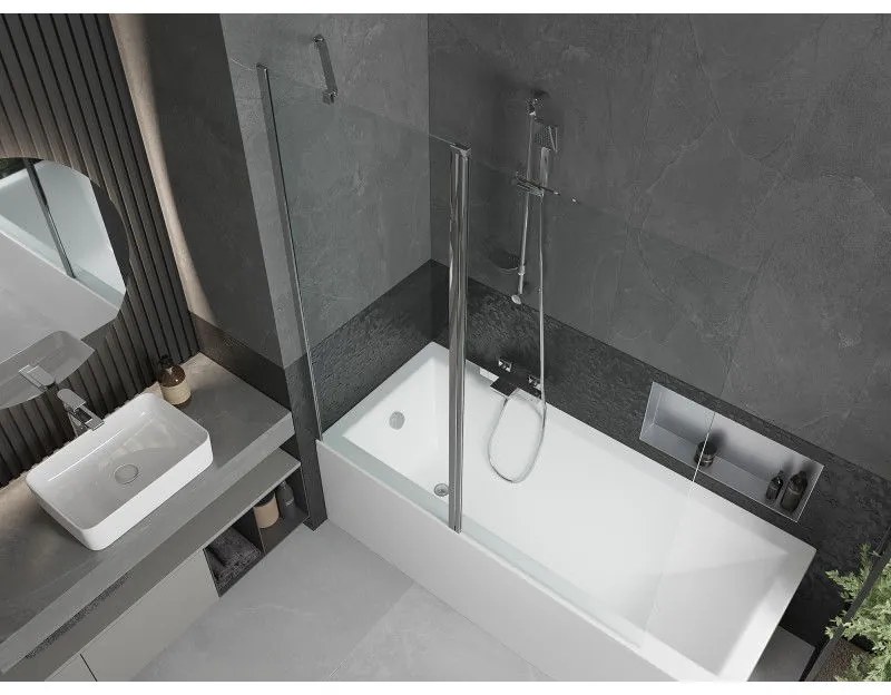 Mexen Flip, vaňová zástena 1-krídlová 140 x 150 cm, otočné krídlo, 6 mm číre sklo, chrómový profil, 894-140-101-01-00