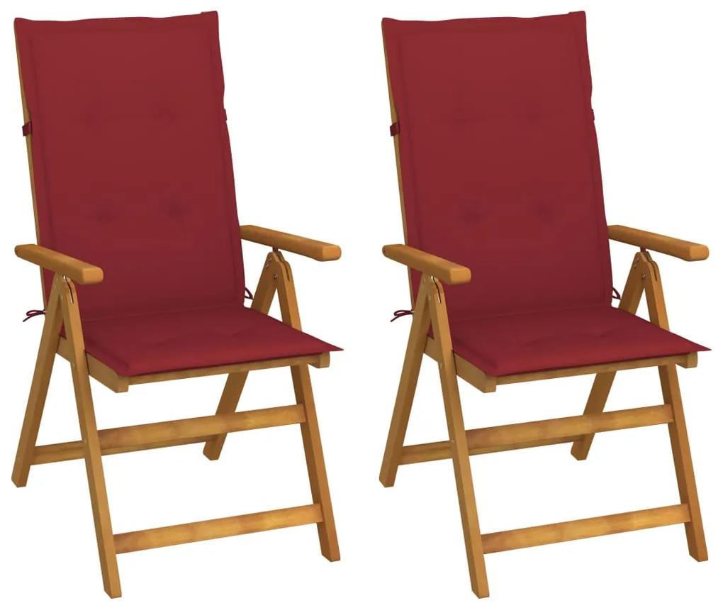 Záhradné sklápacie stoličky 2 ks s podložkami akáciový masív