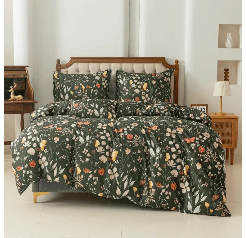 Obliečky z mikrovlákna COLORFUL MEADOW tmavo zelené Rozmer obliečky: 70 x 90 cm | 140 x 220 cm