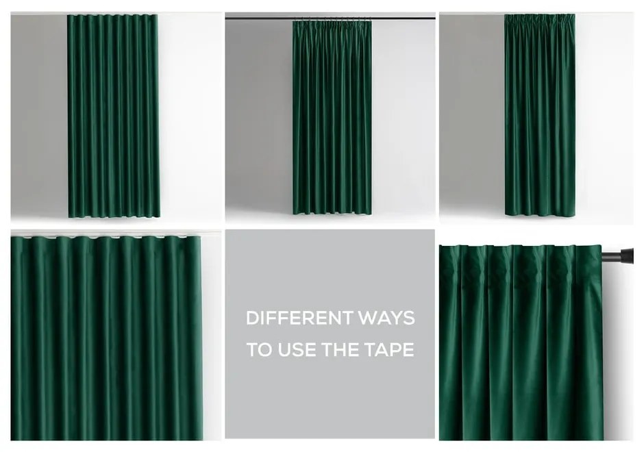 Tmavozelený zamatový dimout záves 140x245 cm Pleat – Restilo