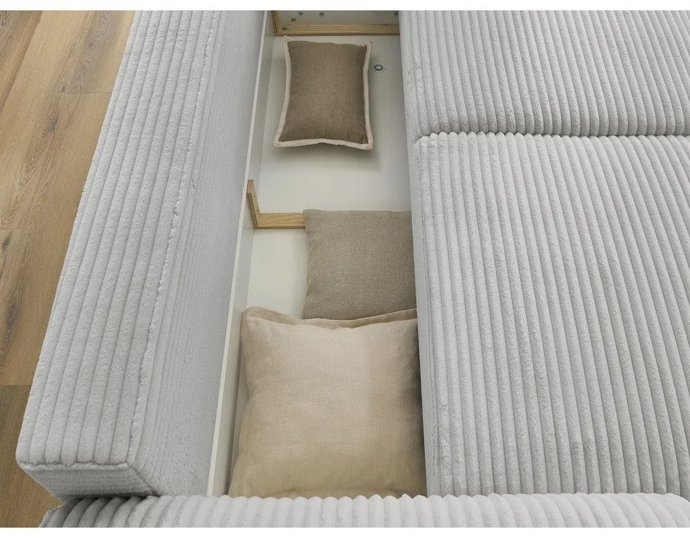 Svetlosivá menčestrová rozkladacia pohovka 257 cm Lucien – Bobochic Paris