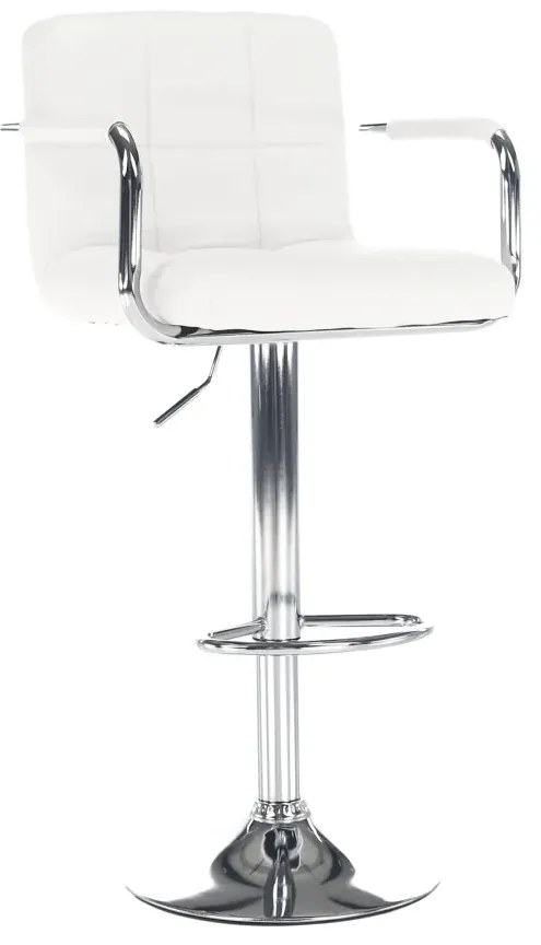 Barová stolička, biela ekokoža/chróm, LEORA 2 NEW