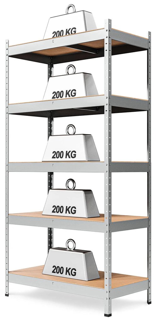 Marbo Kovový REGÁL SÉRIE SOLID 200x90x50 Pozinkovaný Rozmer regálu: 200x90x50, Počet Políc: 5, Celková nosnosť regálu: 1000 KG