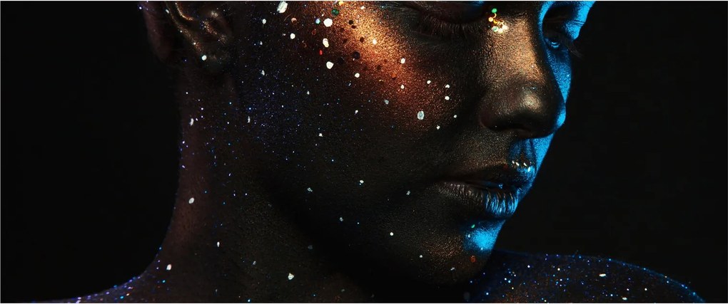 Trblietavý obraz ženy (120x50 cm)