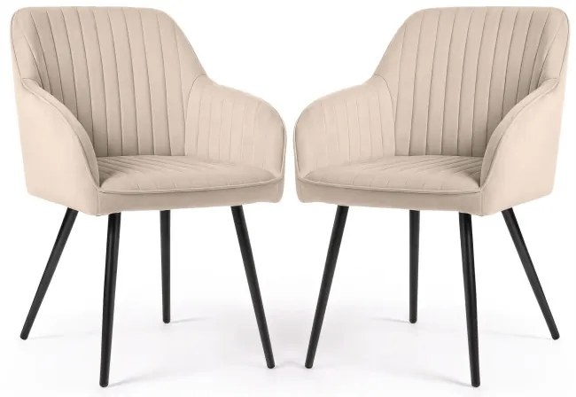 Sada dvoch jedálenských stoličiek FLORENCE zamatové, béžové / čierne nohy (2 ks)