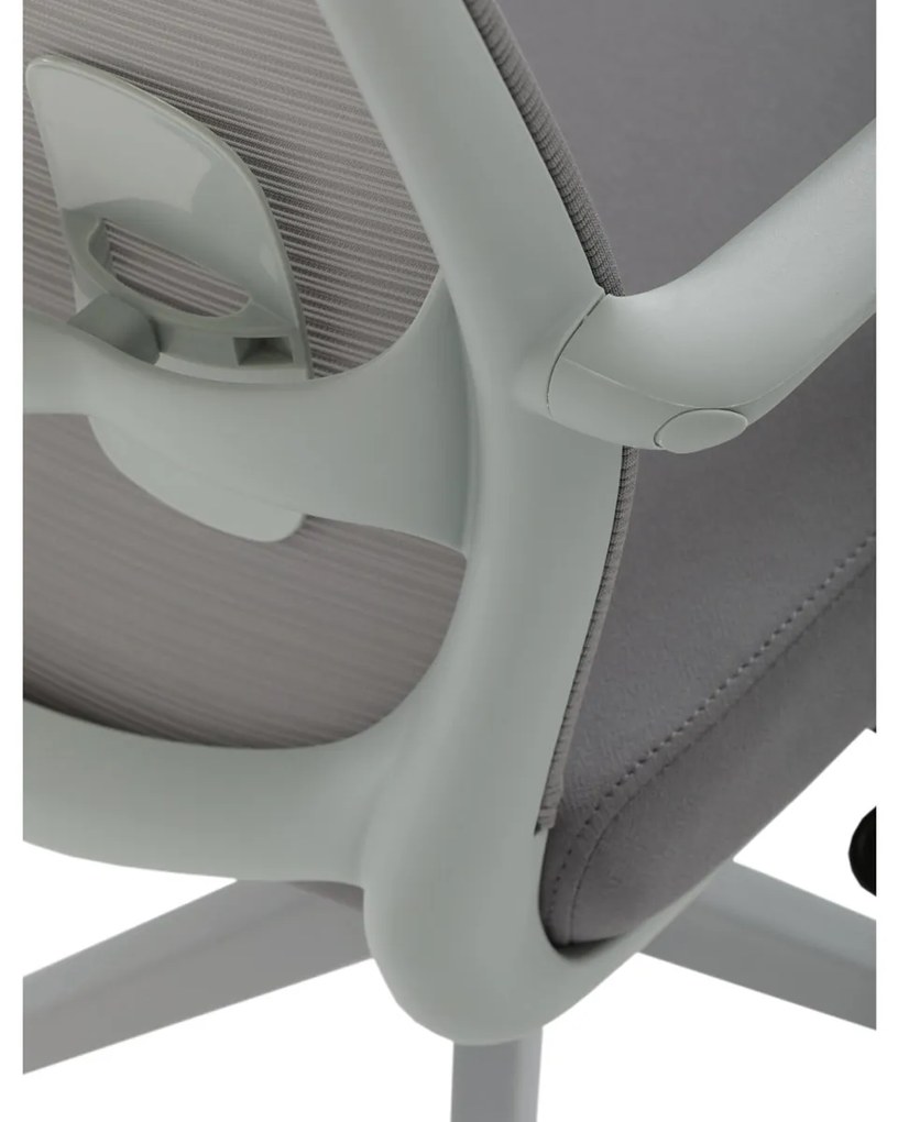 Autronic - Židle kancelářská, bílý plast, šedý MESH a šedá látka, plastový kříž, houpací mechanismus. - KA-S425 GREY