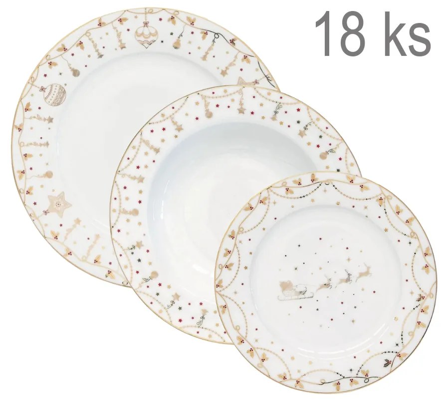 Tanierová súprava bielozlatá 18ks