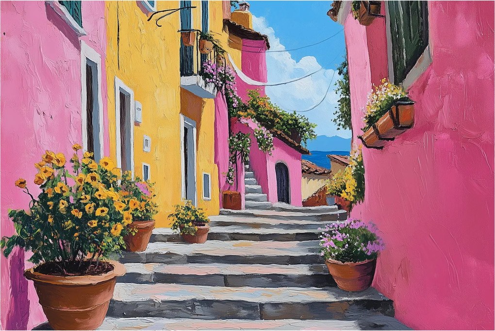 Obraz - Ružová ulička (90x60 cm)