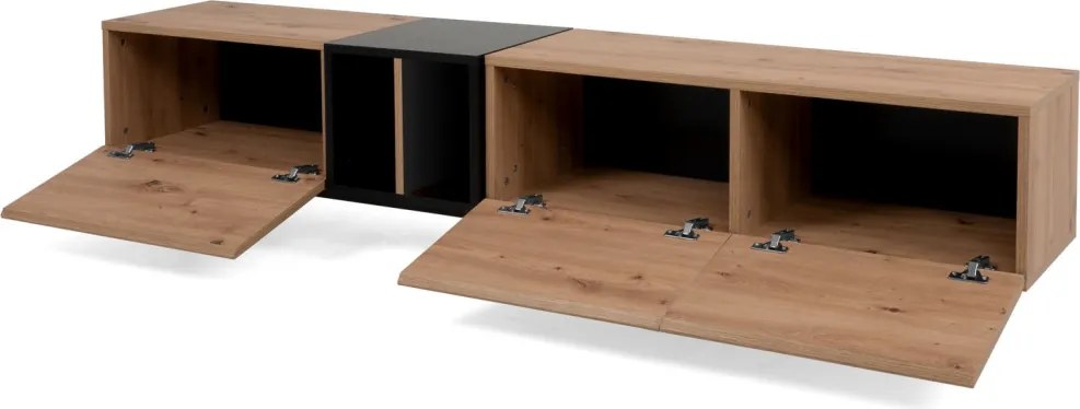 Široká TV skrinka Nola, dub artisan/čierna