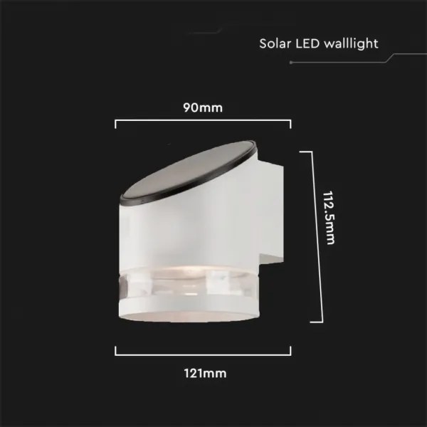 LED Vonkajšie solárne nástenné svietidlo LED/1W/3,7V 3000K IP54 1200 mAh biela