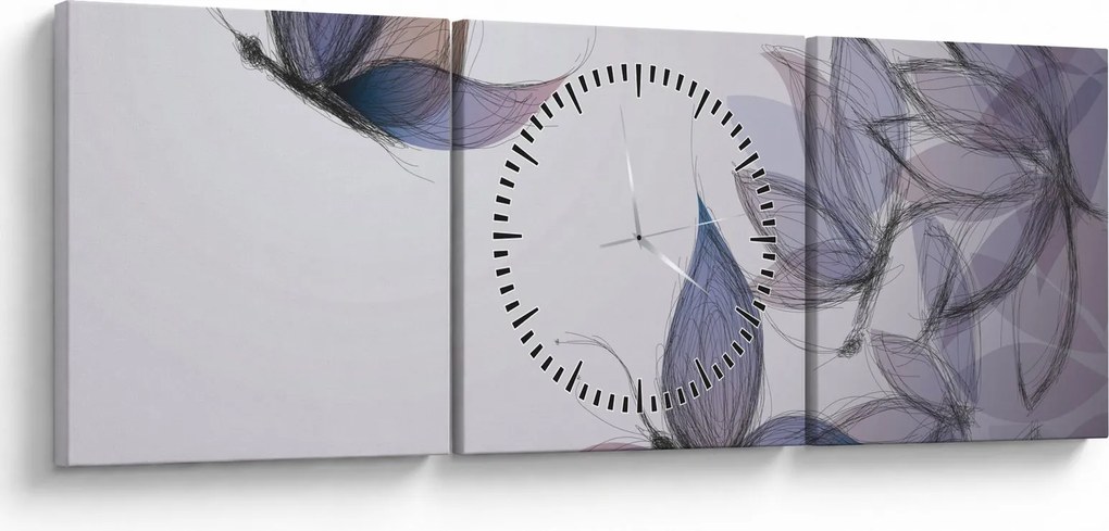 Obraz - Kreslené motýle (s hodinami) (90x30 cm)