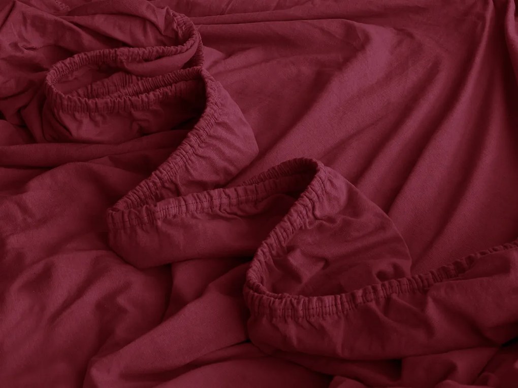 XPOSE® Detská jersey plachta Exclusive - vínová 80x160 cm