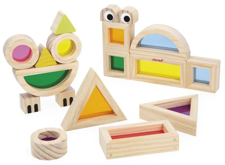Drevená senzorická hra – bloky a predlohy – 12 ks