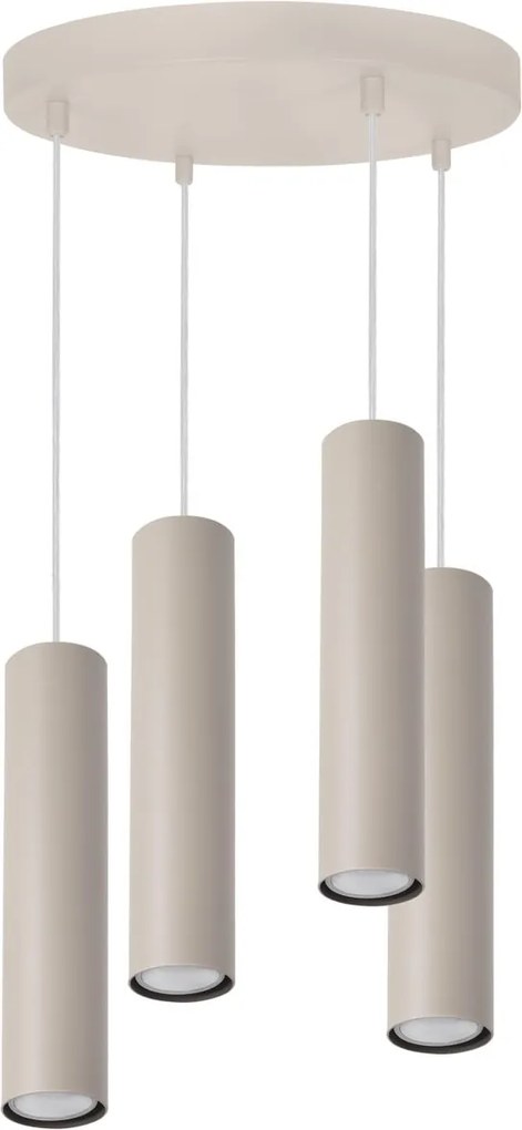 Závesné svietidlo Tuba, 4x béžové kovové tienidlo, o