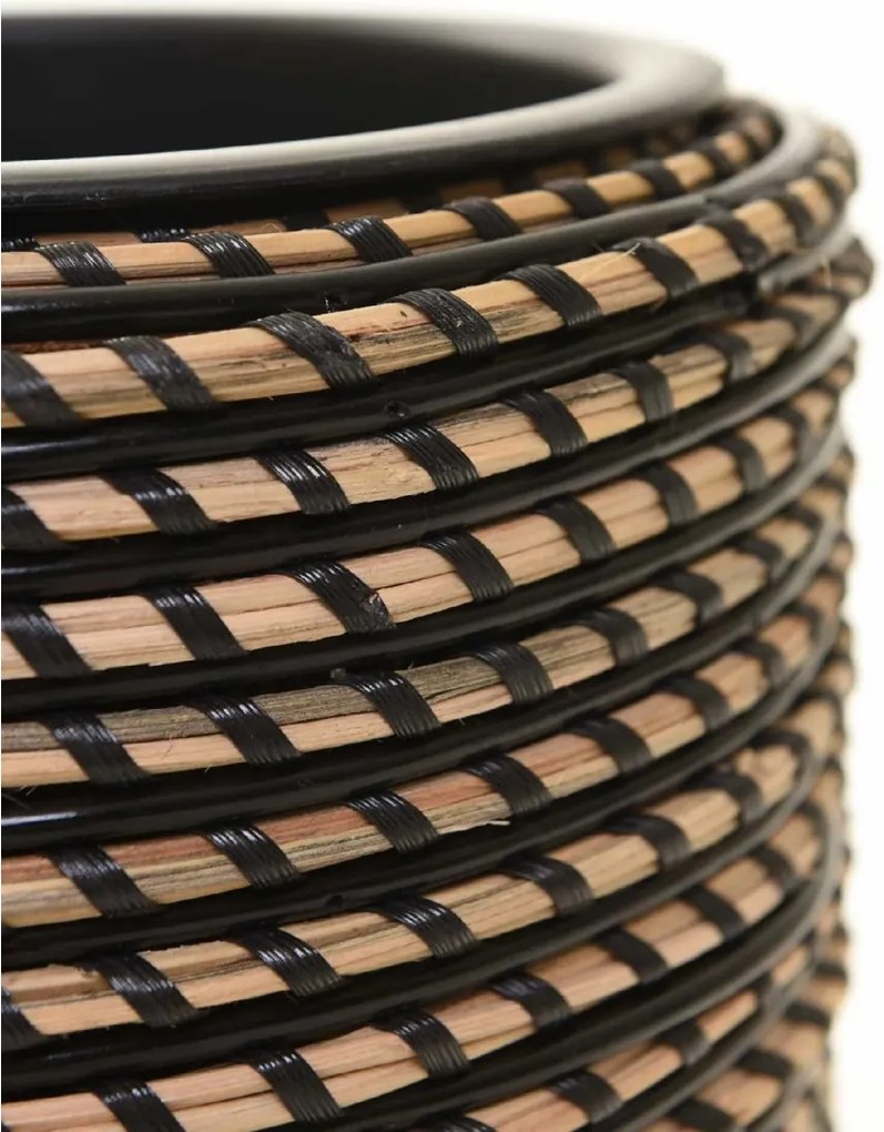 Izbový kvetináč MACETA, ratan, 33x42 cm, natur/čierna