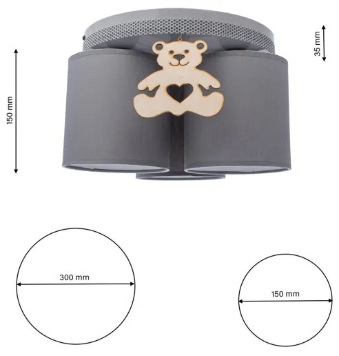 Detské stropné svietidlo BEAR 3xE27/60W/230V