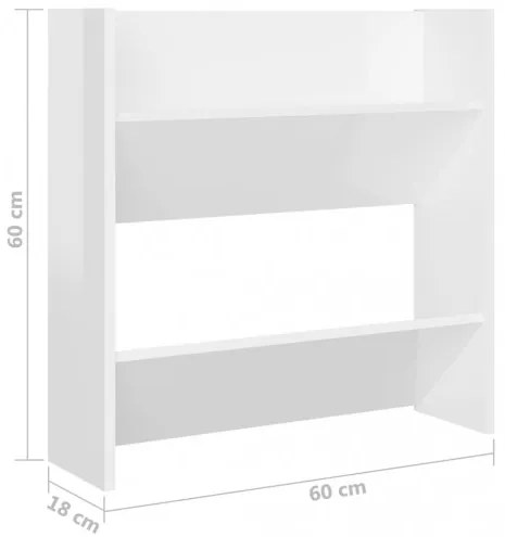 vidaXL Nástenné botníky 4 ks lesklé biele 60x18x60 cm drevotrieska-