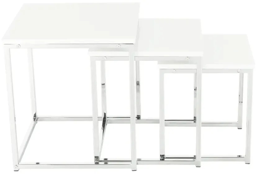 Konferenčné stolíky, set 3 ks, biela extra vysoký lesk, ENISOL TYP 3