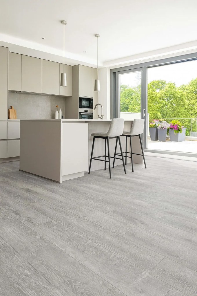 PVC podlaha - lino Blacktex Texas Oak 106l, na mieru, šíře 3m,4m, šedá, filc, chodba / predsieň, Beauflor
