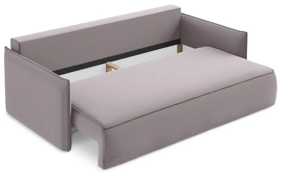 Zamatová rozkladacia/s úložným priestorom pohovka v levanduľovej farbe 225 cm Hula – Makamii