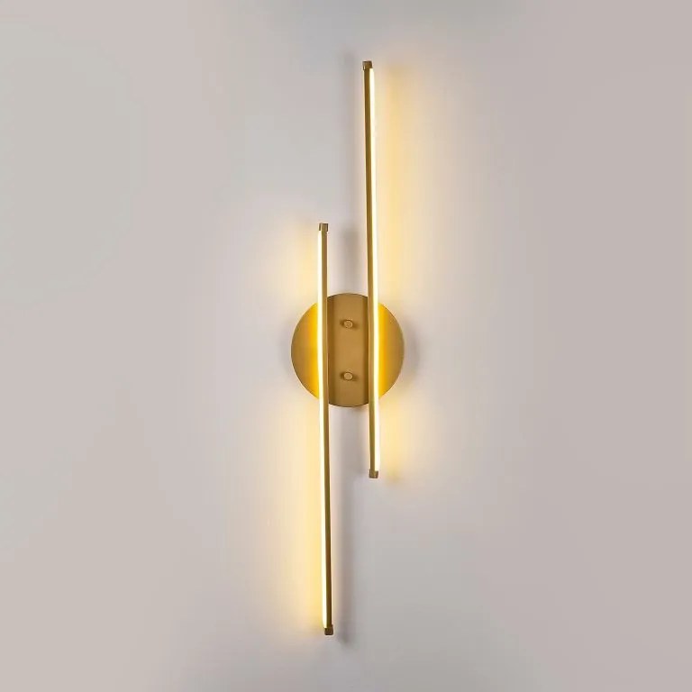 Nástenné kovové svietidlo, 86 x 17 x 5 cm, zlaté
