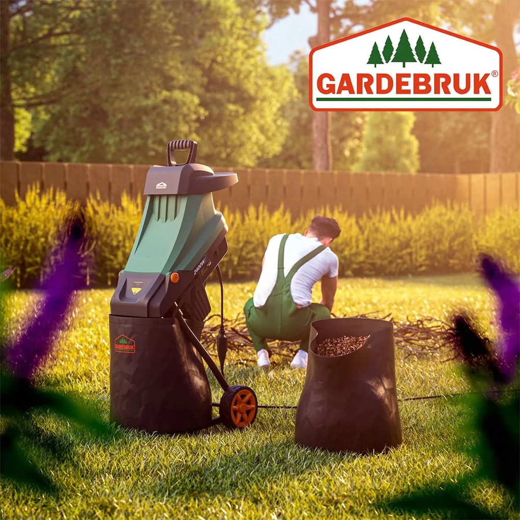 Záhradný štiepkovač na konáre VAVRO, 2400W, 50l, čierna/zelená Gardebruk