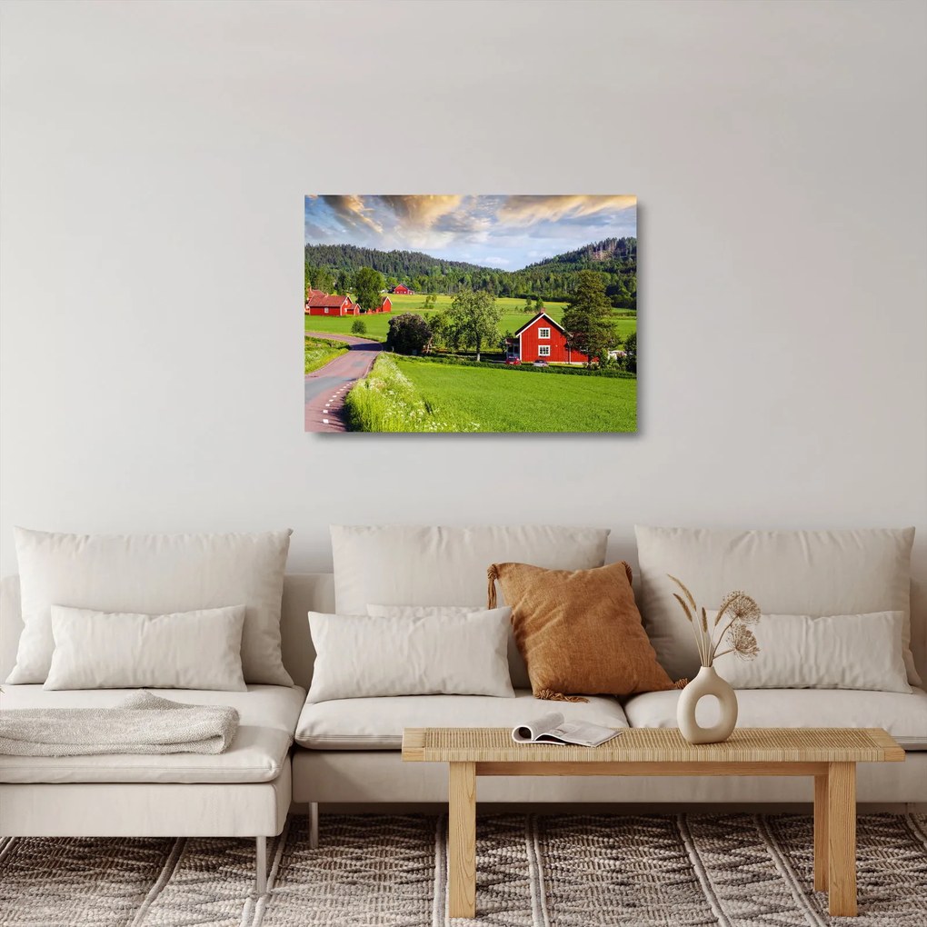 Sklenený obraz vidieka (70x50 cm)